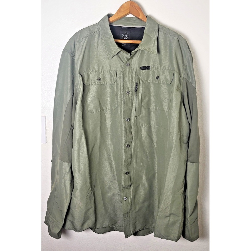 ATG Wrangler Mens 2XT Outdoor Hiking Fishing Snap Shirt Green Performance